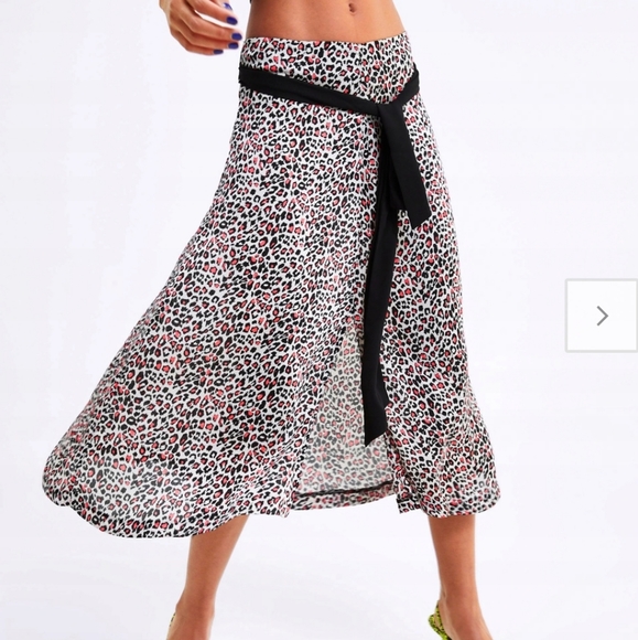 Zara animal print skirt with tie multicolored size small - Picture 2 of 7